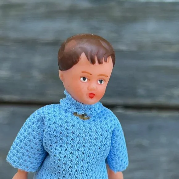 Vintage 1960's Ari Germany Dollhouse Family Rubber Dolls Mother Father Children - Picture 8 of 15